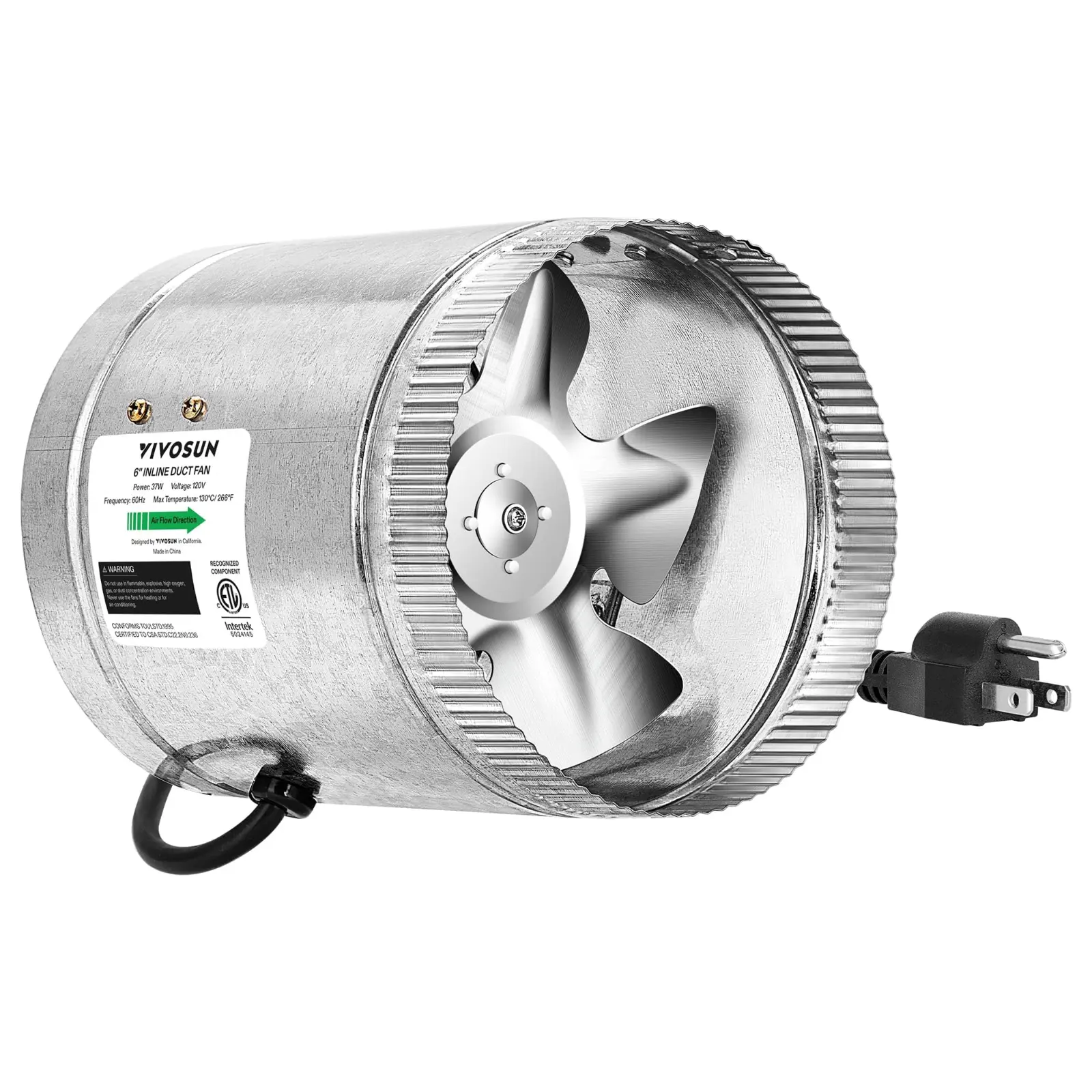 silver air duct booster fan